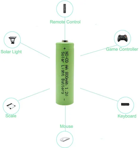 Miniatura 5 de XUNTU Batería solar AA 1.2V 800mAh NiCd Combo con AAA 1.2V 600mAh NiCd para luces de jardín exteriores