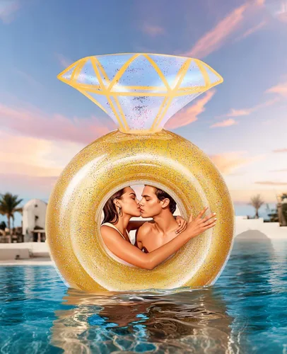 Miniatura 3 de HeySplash Pool Floats, Inflatable Pool Float, Large Floatie for Bachelorette Party, Swim Tube River Lake Beach Bride Wedding Decor Fun Toy Raft