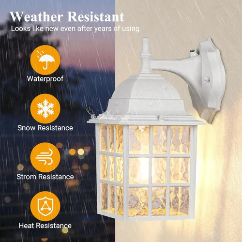 Miniatura 3 de Accesorios de iluminación para exteriores del atardecer al amanecer, luces exteriores con sensor, luces blancas para porche, faroles de pared