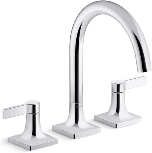 Miniatura 13 de KOHLER K-T28131-4-BL Venza - Moldura de grifo de baño para montaje en cubierta, dos asas, material duradero de alta calidad, resistente a