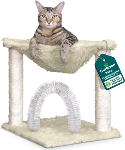 Miniatura 17 de Ascentials - Grand Suite Cat Scratcher Playground - Estructura de juego de torre alta para gatos, áreas de rascado de sisal, fieltro gris, chapa