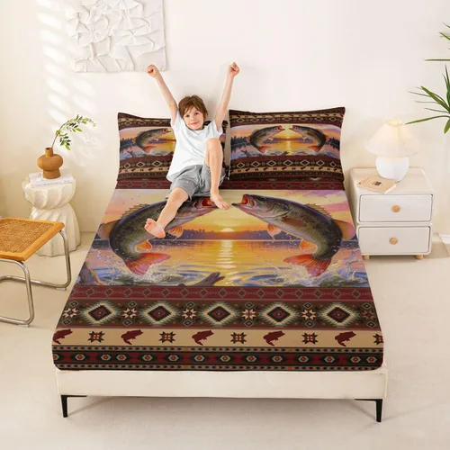 Miniatura 46 de Erosebridal Southwestern - Sábanas de cama bohemias aztecas, tamaño individual, sábanas hippie de cachemira, ropa de cama de estilo exótico, funda