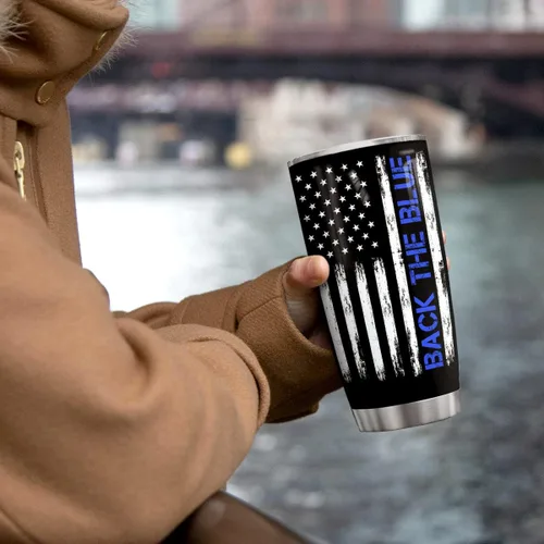 Miniatura 5 de winorax Regalos de oficial de policía personalizados Back The Blue Tumbler Bandera de Estados Unidos, Academia de Policía, regalos de graduación