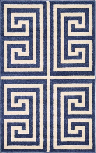 Miniatura 34 de Unique Loom Athens Collection - Alfombra clásica geométrica moderna con diseño de bordes, 3 pies 3 pulgadas x 5 pies 3 pulgadas, negro/beige