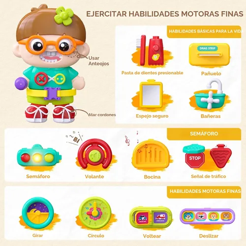 Miniatura 4 de Tablero Ocupado 54 en 1 en Inglés y Español Juguetes Montessori Regalo para Niños de 1 a 2 Años, Juguetes Educativos Montessori para Niños Pequeños