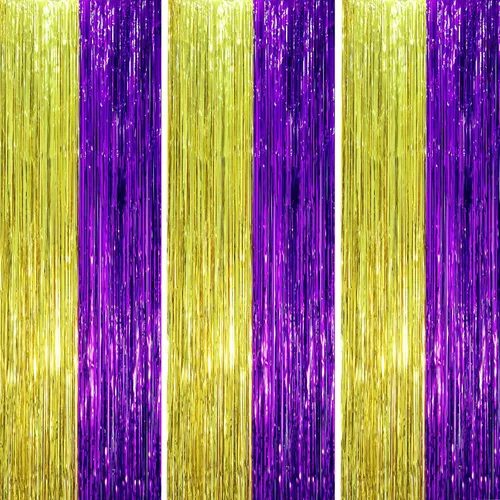 Miniatura 13 de Voircoloria - Cortinas de fondo de flecos de papel de aluminio para fiestas, 3 piezas, 39.6 x 98.4 pulgadas, azul retro 48 Retro Azul