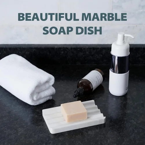 Miniatura 6 de Jabonera de mármol para ducha, soporte de jabón de barra con diseño de ondas de agua, fácil limpieza para fregadero de cocina, baño, bandeja de Agiax
