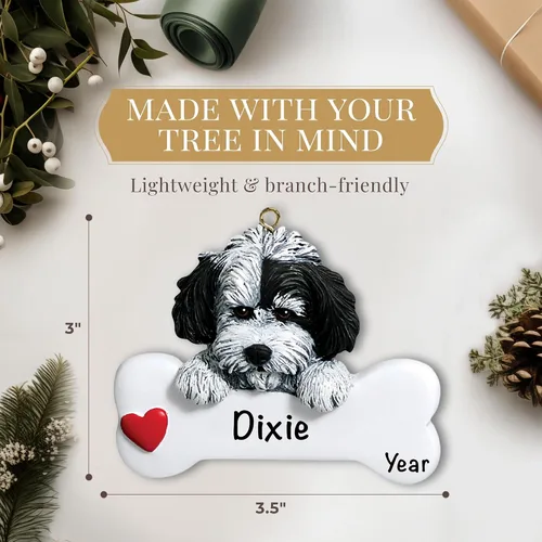 Miniatura 4 de Adorno personalizado de hueso de perro habanés 2025 Personalización gratuita 24 horas Adornos de la Primera Navidad del cachorro grabados
