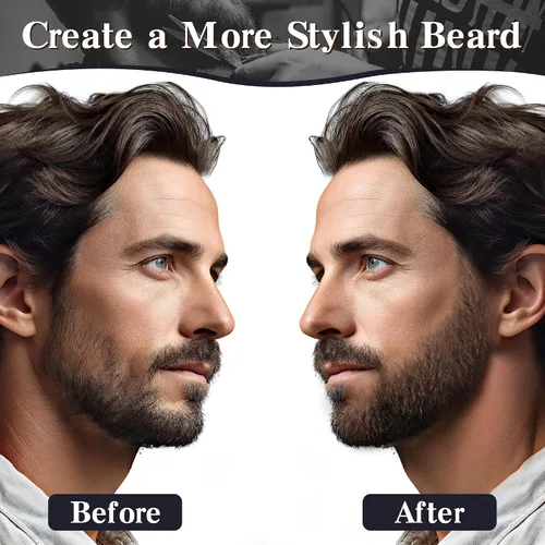 Miniatura 2 de Kit de aseo de barba negra resistente al agua de larga duración para hombre, bolígrafo de punta de micro-tenedor, cepillo de cerdas para bigote