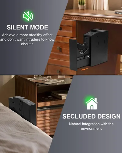 Miniatura 4 de Caja fuerte biométrica para pistola con puerta corredera automática – 0.1s de acceso rápido para pistola de seguridad para mesita de noche