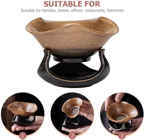 Miniatura 8 de UPKOCH Filtro de té de cerámica Filtro de té de porcelana Infusor de té de hojas sueltas para ceremonia de Gongfu Kungfu con compacto tamaño de 2.34