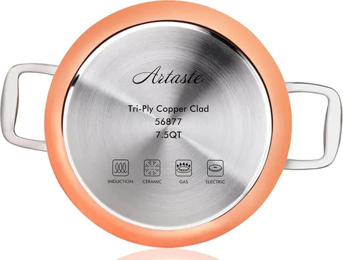 Miniatura 3 de Artaste Rain Juego de Utensilios de Cocina Recubiertos de Cobre (Olla de Stock de 7.5 QT + Vaporera)