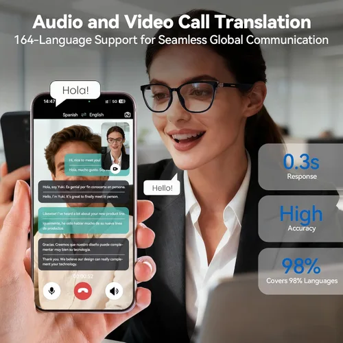 Miniatura 3 de Gafas inteligentes AI para hombres y mujeres – Alimentadas por ChatGPT, Traducción en tiempo real, Gafas Bluetooth con lente fotocromática, música
