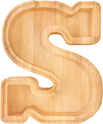 Miniatura 31 de Alcancía de 26 letras del alfabeto inglés A-Z, alcancía de madera transparente de gran capacidad, caja de ahorro de monedas personalizada