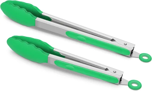 Miniatura 12 de Pinzas de cocina de 9 pulgadas y 12 pulgadas, juego de 2 pinzas de silicona de alta calidad, sin BPA, antiadherentes, acero inoxidable