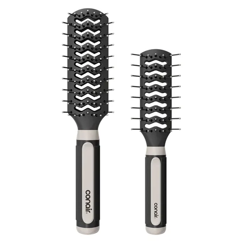 Conair Grip & Lift Vent - Juego de cepillos de tamaño completo y mediano, cepillos de cerdas de nailon para peinar, paquete económico, el color