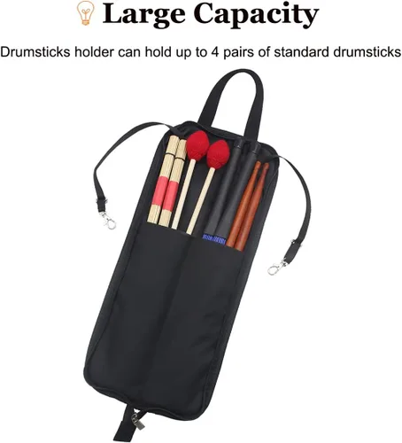 Miniatura 3 de Bolsa para baquetas, soporte para baquetas, percusión, bolsa de transporte, bolsa Oxford, regalo para baquetas, bateristas, principiantes en banda