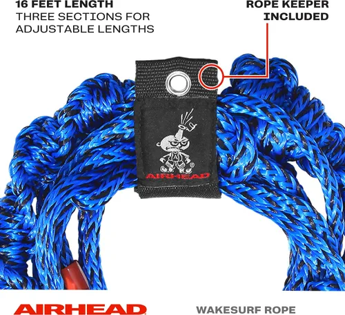 Miniatura 2 de Airhead Cuerda de wakesurf trenzada en espiral, 3 secciones, 16 pies
