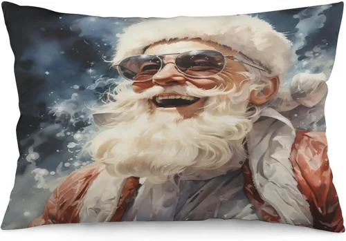 Fundas de almohada con cremallera, tamaño estándar, vintage, de Papá Noel, con cierre de cremallera oculta, para decoración del hogar, 12 x 20
