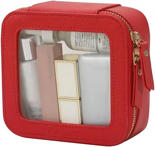 Miniatura 9 de Aveniee Organizador de bolsa de maquillaje transparente, bolsa de aseo de viaje para mujer, bolsa de cosméticos impermeable con cremalleras, Rosa