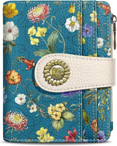 Miniatura 14 de Kelvoris Cartera pequeña Rfid para mujer, plegable, con cremallera, bolsillo para monedas, piel sintética, compacto, para tarjetas de crédito