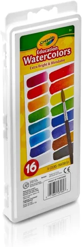 Miniatura 4 de Crayola Juego de pintura de acuarela (16 unidades), suministros escolares, pintura lavable para niños, 1 brocha, artes y manualidades
