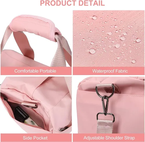 Miniatura 5 de Bolsa de viaje deportiva para mujer bolsa de viaje deportiva con bolsillo húmedo y compartimento para zapatos bolsa de fin de semana con bolsa