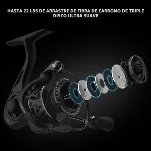 Miniatura 6 de KastKing Zephyr Spinning Reels – 7+1/6+1 BB – Carbon Fiber Drag – Stainless Steel Shaft – Aluminum & CNC Spool – Black/Green/Orange – Sizes 500/1000