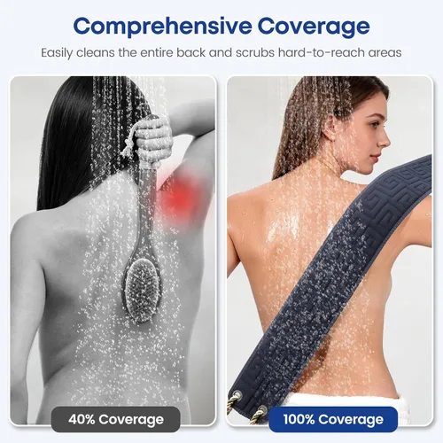Miniatura 3 de Exfoliador de Espalda para Ducha, Exfoliador de Espalda de 38 Pulgadas de Largo con Dos Asas para Hombres y Mujeres con Acné, Limpiador Corporal
