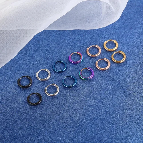 Miniatura 3 de Aretes de aro pequeños de acero inoxidable quirúrgico 316L de 0.315 in, 0.394 in, 0.472 in y 0.551 in, hipoalergénicos, con lóbulos helix