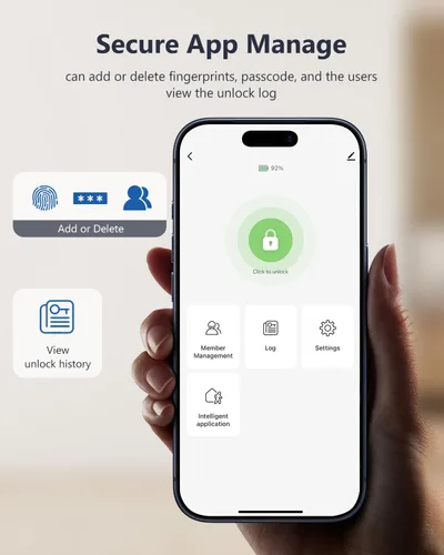 Miniatura 5 de Geek Smart Cerradura de cerrojo de huellas dactilares con teclado, cerrojo inteligente con código, cerraduras electrónicas para puerta delantera