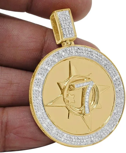 Miniatura 2 de KingCrown Jewelers Dije musulmán de diamante auténtico auténtico para hombre de 0.40 quilates, 20+ gramos, 5% nación, cinco percentros, Allah