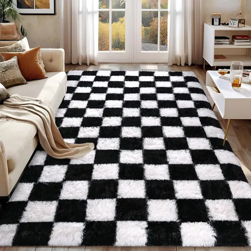 Miniatura 9 de Alfombras de Pasillo Suaves de Color Azul Marino para Dormitorio, Alfombra de Cabecera de 2x6 pies, Alfombras Esponjosas de Felpa, Alfombra de Área