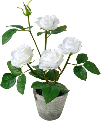 Miniatura 18 de Decoración de rosas artificiales en maceta, mini plantas de imitación para decoración de interiores, rosas falsas para el hogar, baño, cocina