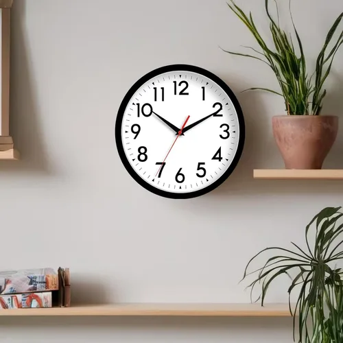 Miniatura 8 de DAXSMY Reloj de pared analógico pequeño de 8 pulgadas, silencioso, sin tictac, funciona con pilas, moderno, simple, decorativo, para cocina, A-negro