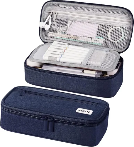 Miniatura 14 de WEMATE Estuche para lápices, organizador grande de almacenamiento para papelería, esencial para el regreso a la escuela, imprescindible para el Rosa