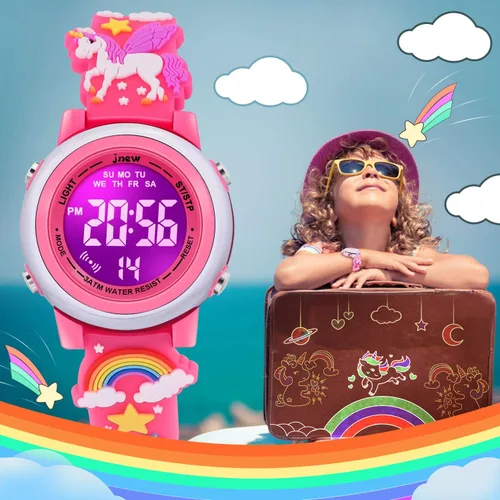 Miniatura 40 de Relojes impermeables de dibujos animados 3D para niñas con alarma, los mejores regalos de juguetes para niñas de 3 a 12 años