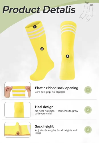 Miniatura 27 de Zando Calcetines de fútbol para niños, hasta la rodilla, para jóvenes, béisbol, fútbol, sóftbol, niños y niñas, de algodón suave sobre