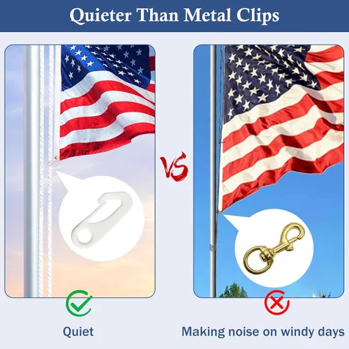 Miniatura 5 de NQ Ganchos de nailon duradero para asta de bandera, accesorio para mástil de bandera – Fija ganchos de banderas a la cuerda del patio y abrocha