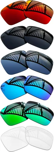 6 pares de lentes de repuesto para gafas de sol Oakley Holbrook XL OO9417 – negro sólido, esmeralda, azul hielo, rojo fuego, titanio y transparente