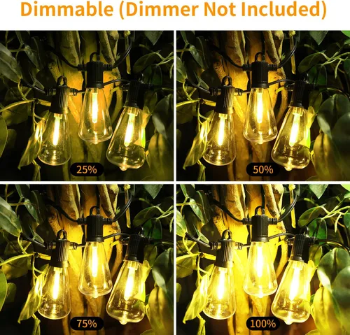 Miniatura 5 de ZOTOYI Luces de Cadena para Exteriores de 25 Pies, Luces de Patio Impermeables IP65 con 13 Bombillas LED ST38 Irrompibles, Luz Colgante Exterior