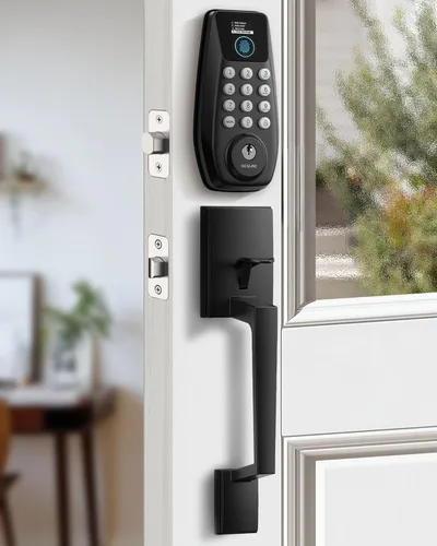 Miniatura 12 de DESLOC C110 - Cerradura de puerta de entrada sin llave con huella dactilar, cerradura de pestillo inteligente para puerta principal con 2 llaves