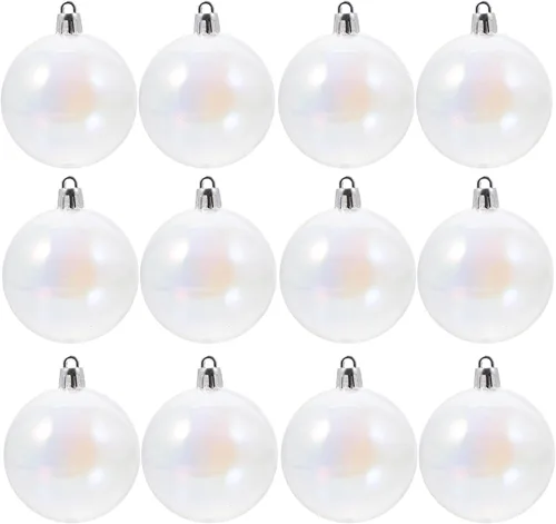 12 bolas de adornos iridiscentes transparentes, coloridas burbujas nacaradas, decoración de árbol de Navidad, inastillables, para colgar,