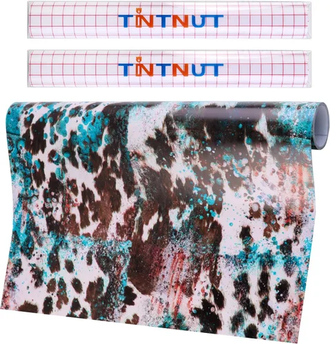 Miniatura 15 de Tintnut Rollo de vinilo permanente de piel de vaca, 12 pulgadas x 5 pies, vinilo adhesivo con estampado de vaca, vinilo con estampado de animales