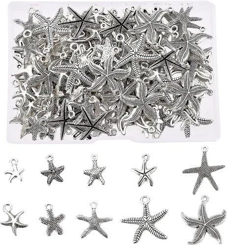 Miniatura 8 de SUPERFINDINGS Colgantes de aleación con temática oceánica, 42 piezas, 7 estilos, pátina verde, caballito de mar, brújula, colgante, colgante de pez