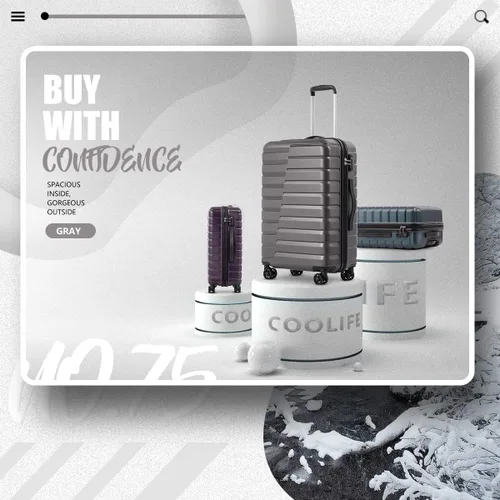 Miniatura 2 de COOLIFE - Juego de equipaje set de 3 valijas extensibles de PC ABS con candado TSA y ruedas giratorias Gris B07PY6P455