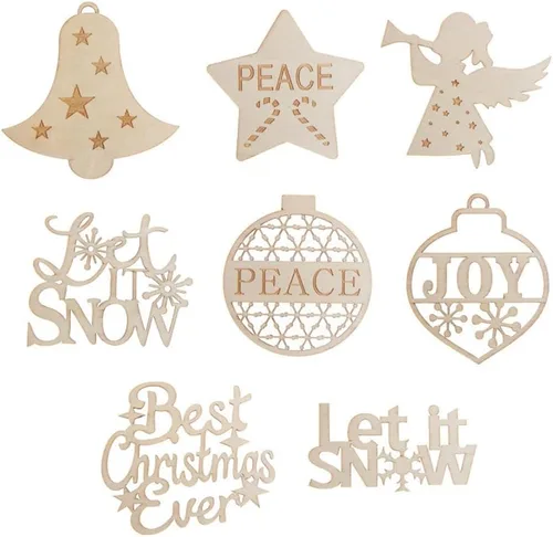 EXCEART 4 colgantes de madera decorativos ahuecados para Navidad, decoración de pared para fiestas en el hogar, manualidades y decoración única del