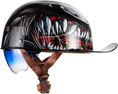 Miniatura 12 de Medio casco de motocicleta vintage, casco de béisbol de moda, certificación DOT/ECE, casco de motocicleta para hombres y mujeres