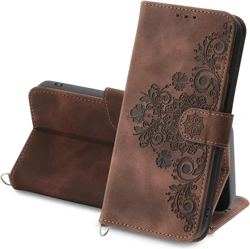 Funda tipo cartera para Vivo V21 5G, [cordón corto y cordón de correa] para Vivo V21 5G, funda de piel sintética antideslizante para Vivo V21 5G