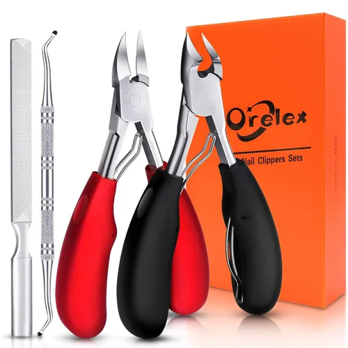 Cortaúñas para uñas gruesas de adultos mayores, cortaúñas resistentes, cortaúñas profesionales, mango largo ergonómico antideslizante, cortaúñas
